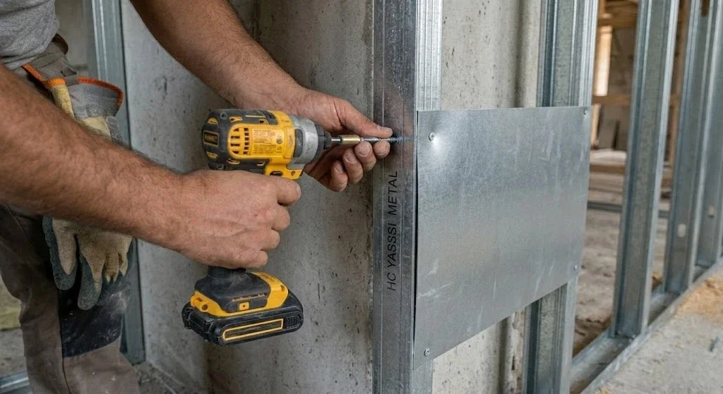 Step-by-Step Box Profile Installation: Critical Details in Drywall Partition Wall Construction.